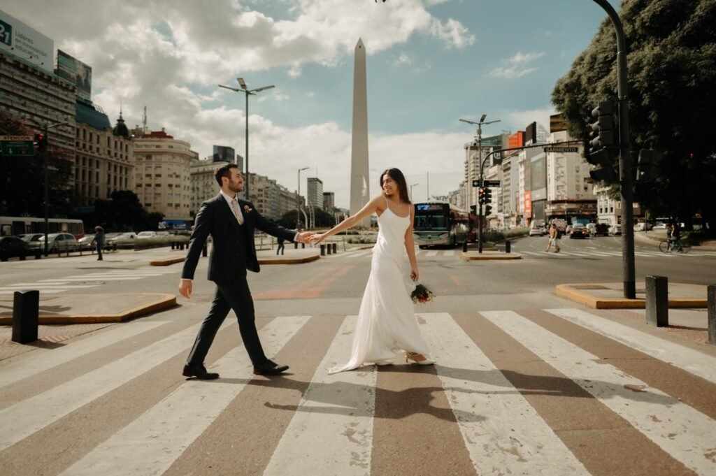 Bride and groom getting married in Argentina